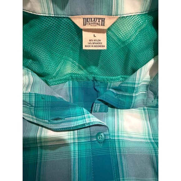 Duluth Shirt Womens Size Large Green Sidewinder Plaid Shirt Nylon Blend - Picture 7 of 14